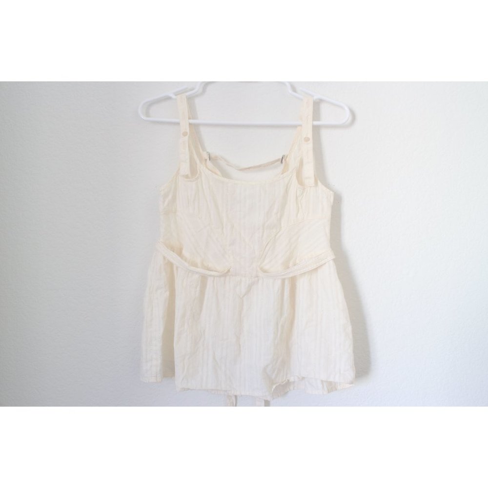 Zoompy Creamy White Cotton Lace Strappy Tank Top S